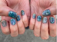 ネイル アトリエ コモード(nail atelier Comodo)/絵画ネイル [睡蓮ブルー]