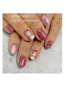 ガガ ネイルアンドビューティー(GAGA)/冬のチェック柄ネイル