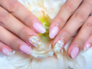 アイリッシュネイル 久屋大通店(Irish Nail)/シェルネイル×ピンクワンカラー