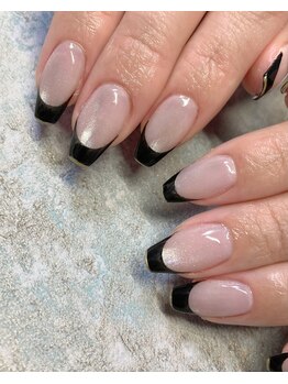 リーシアネイル(Re cia Nail)/エレガントブラックフレンチ