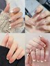 【HAND×チップ長さだし10本】《フレンチ/ラメ&カラグラ》ベースカラー込み