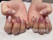 ブランネイル(BLANC.nail)/ピンク大理石ネイル