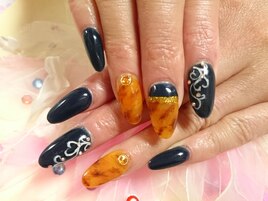 スカルプべっこうデザインネイル