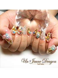 カラフルパールネイル