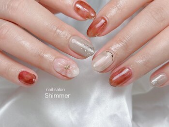 シマー(Shimmer)/秋色ニュアンスネイル