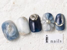 ネイビーぷっくりフラワー