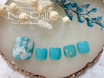 ネイルドール(Nail Doll)/フット ブルー×シェル