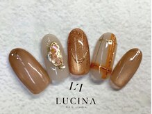 ネイルスタジオ ルキナ(LUCINA)/H-809秋オレンジチェックネイル