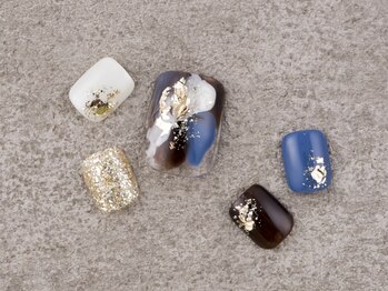 サンミーゴネイル 神戸店(Sunmego Nail)/塗りかけ金箔フットネイル