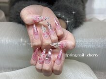 ピンクラメ×さくらんぼネイル