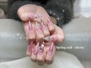 ピンクラメ×さくらんぼネイル