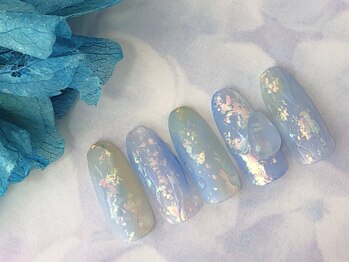 ネイルサロン&スクール ジーナ(GINA)/キラキラ水色ネイル