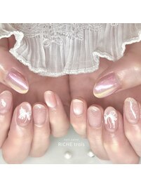 春ちゅるんオーロラリボンネイル