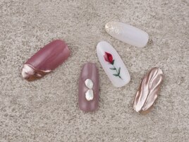 薔薇×うねうねミラーネイル