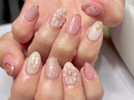 ぷっくりお花/ニュアンス/ピンク