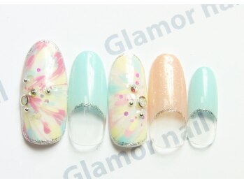グラマーネイル(Glamor nail)/ピーコック柄☆¥7,700