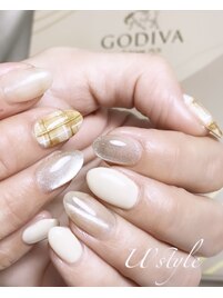 チェックバレンタインネイル