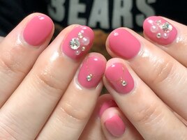 春。桜色ビジューネイル