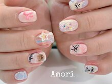 アモリ(Amori)/カラフルチェック×犬ネイル