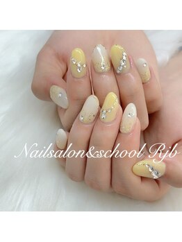 ネイルサロン アンド スクール アールジェイビー(Nailsalon&School Rjb)/夏っぽカラーにキラキラを♪