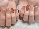 ワンポイント/べっこうネイル