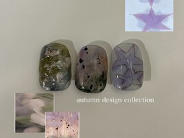 星ネイル 秋色 ニュアンスネイル