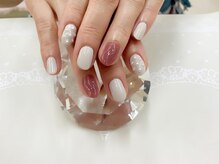 プルミエ ネイル(Premier Nail)/ピンクブラウン＆ホワイトグレー