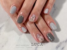 ネイルアトリエルカ(nail atelier LUCA)/M-897 グレイッシュ大理石ネイル