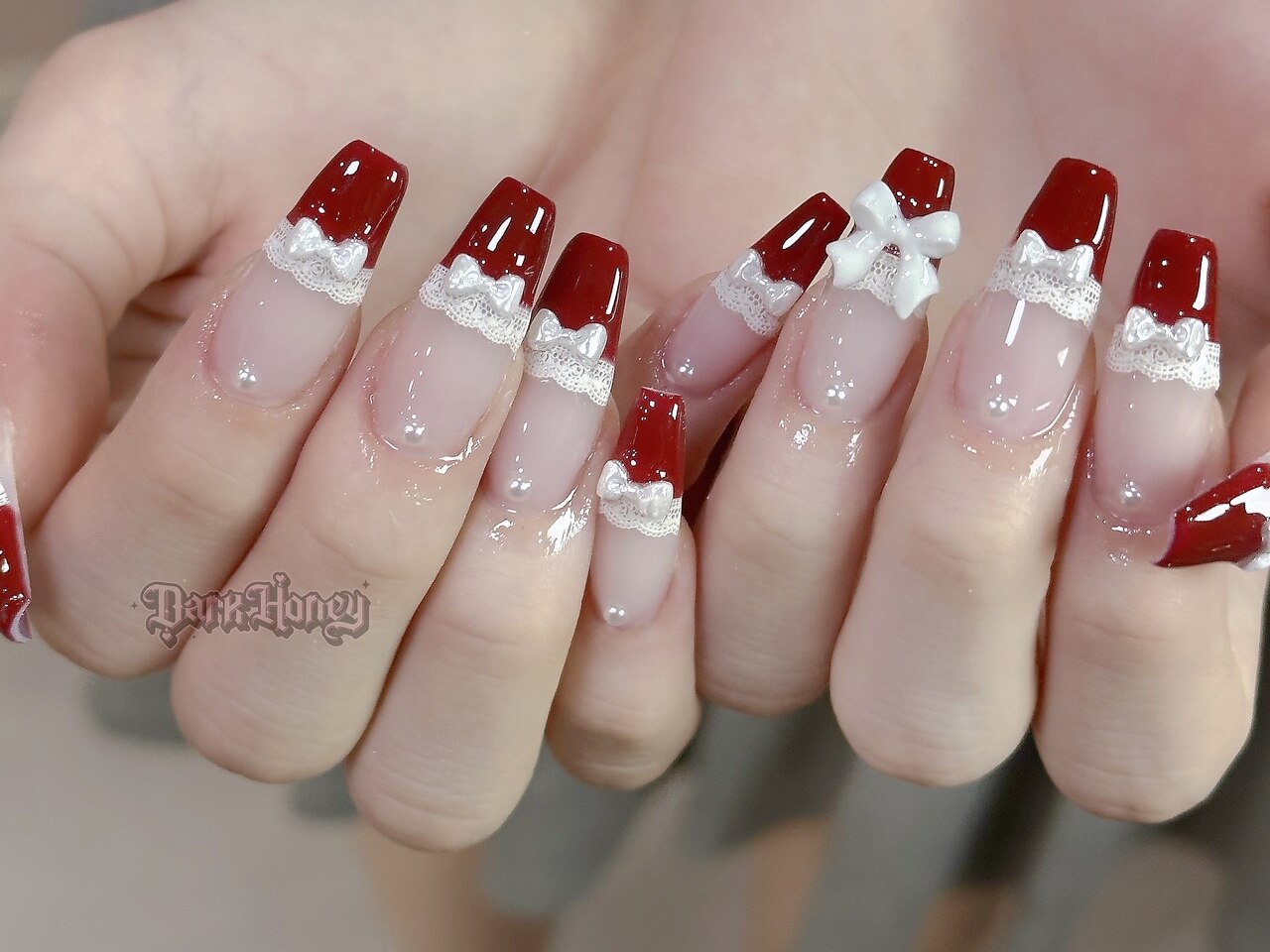 バレエコア リボン ミラー ワンホンネイル ネイルチップ ネイルチップオーダー 81ff0c041485172c3b2f68702ec0ff