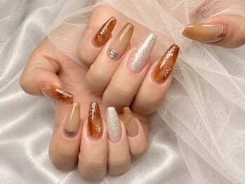 べっこう　秋ネイル　ニュアンス