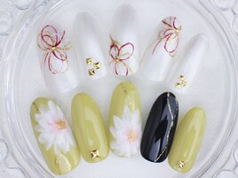 お正月　水引ネイル　和装