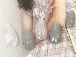 【グレーデザイン夏ネイル】
