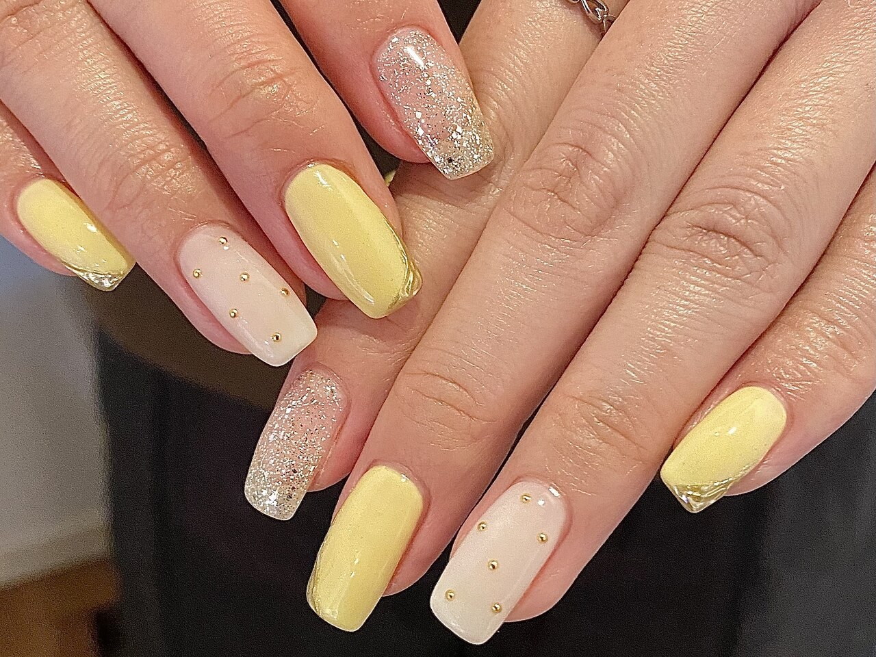 【オーダー】ネイルチップ　フレンチガーリー　推しネイル　パステルイエロー　量産 ネイルチップ♡パステルイエロー黄色フレンチガーリー量産型推し