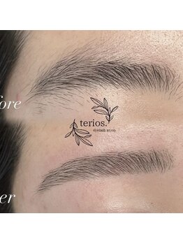 テリオス(terios.)の写真/垢抜け美眉でお顔の印象が一気に変わる♪間引いて眉を整えてすっぴんでも、より好印象なお顔に導きます☆