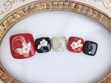 ネイルサロン あかねいろ/お正月フット　和柄　和装