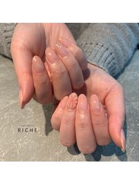 春ピンクぷっくりフラワーネイル