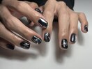 黒シルバーネイル/メンズネイル