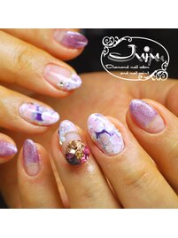 秋ネイル　花柄ネイル