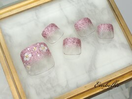 (1190）ホロ花柄Footネイル