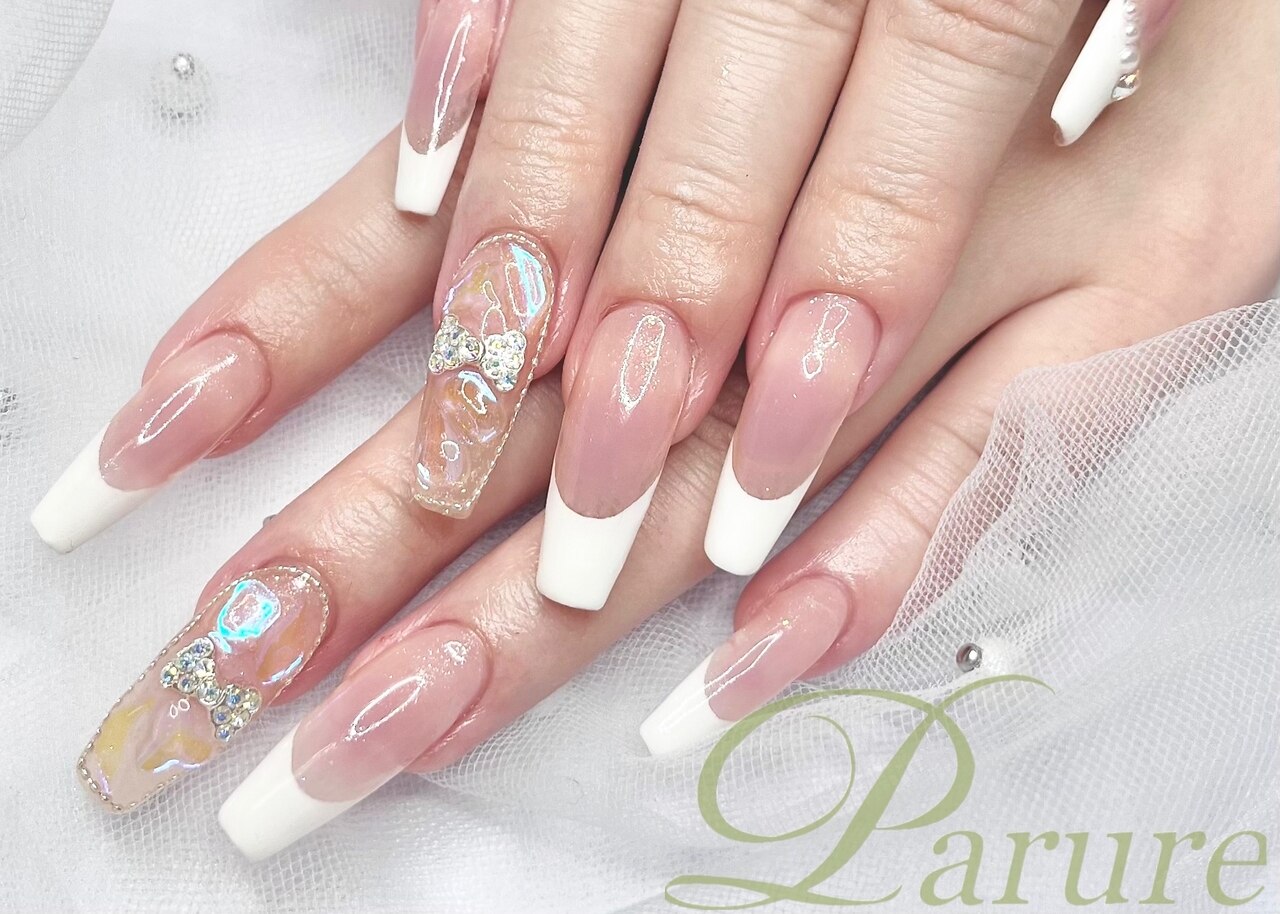 73))ネイルチップ ボルドー フレンチガーリー キラキラ クリスマス