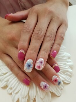 レッドピンクにお花