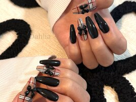 チェック×リボン