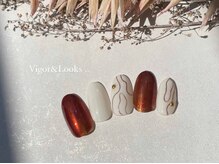 ヴィガー アンド ルックス 白金 目黒(Vigor&Looks)/秋ニュアンス　ミラーネイル
