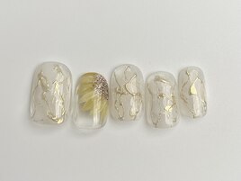 クリアひまわりネイル