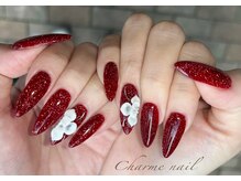 シャルムネイル(Charme Nail)/エンボスフラワーワンホンネイル