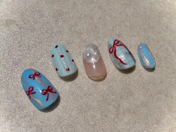 ソウ 難波店 nail salon Sou/リボンネイル