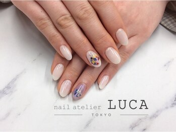 ネイルアトリエルカ(nail atelier LUCA)/W-49カラフルブーケ押し花ネイル