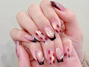 ボルドーフレンチxヒョウ柄