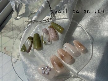 ネイルサロン ソウ 心斎橋店(Nail Salon Sou)の写真/流行りのアート～季節にあわせた定額デザインが多数◎カラー・ストーンサイズ変更可能♪