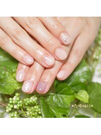 ベージュ&グレージュネイル